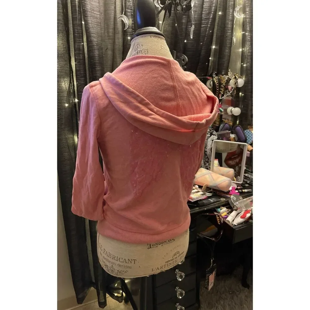 Victoria's Secret VS Angel Wing Hoodie Xs Barbie pink/pink rhinestone sweatshirt